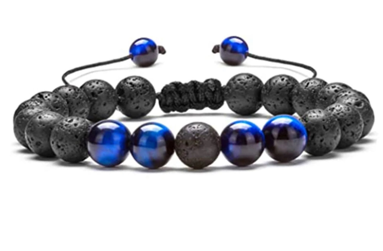 BLUE LAVA BEADED BRACELET