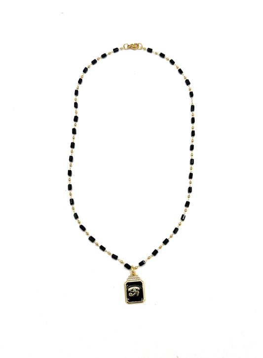 BLACK BEADED EYE NECKLACE