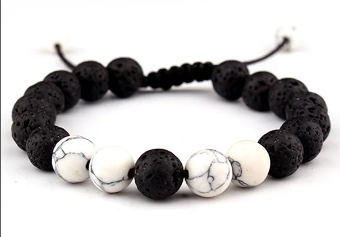 WHITE LAVA BEADED BRACELET