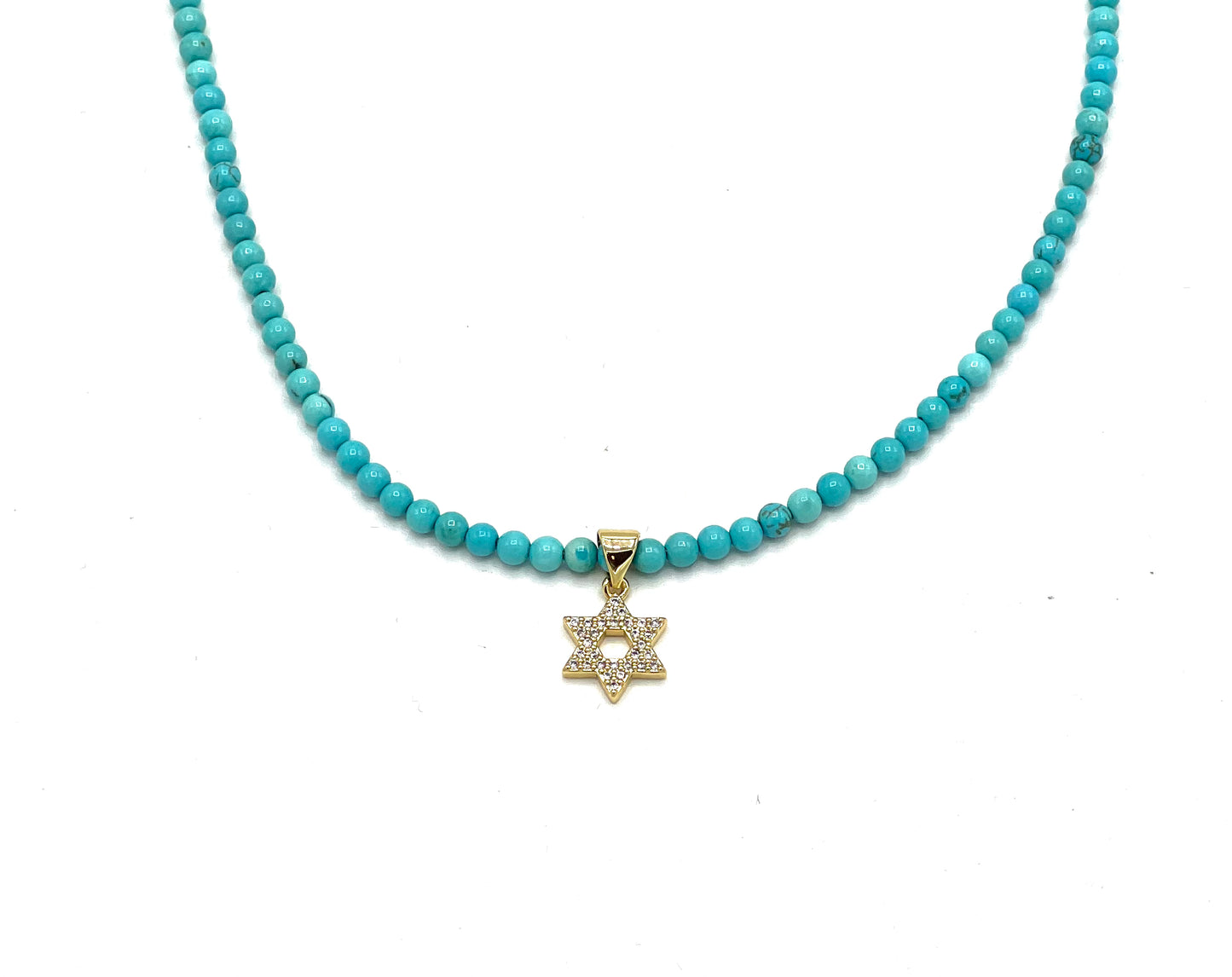 BEADED JEWISH STAR NECKLACE