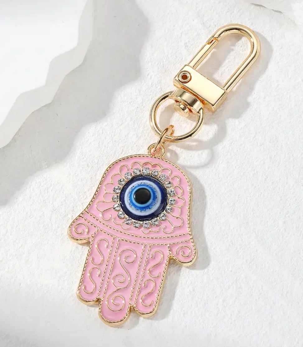 HAND EVIL EYE CZ KEYCHAIN