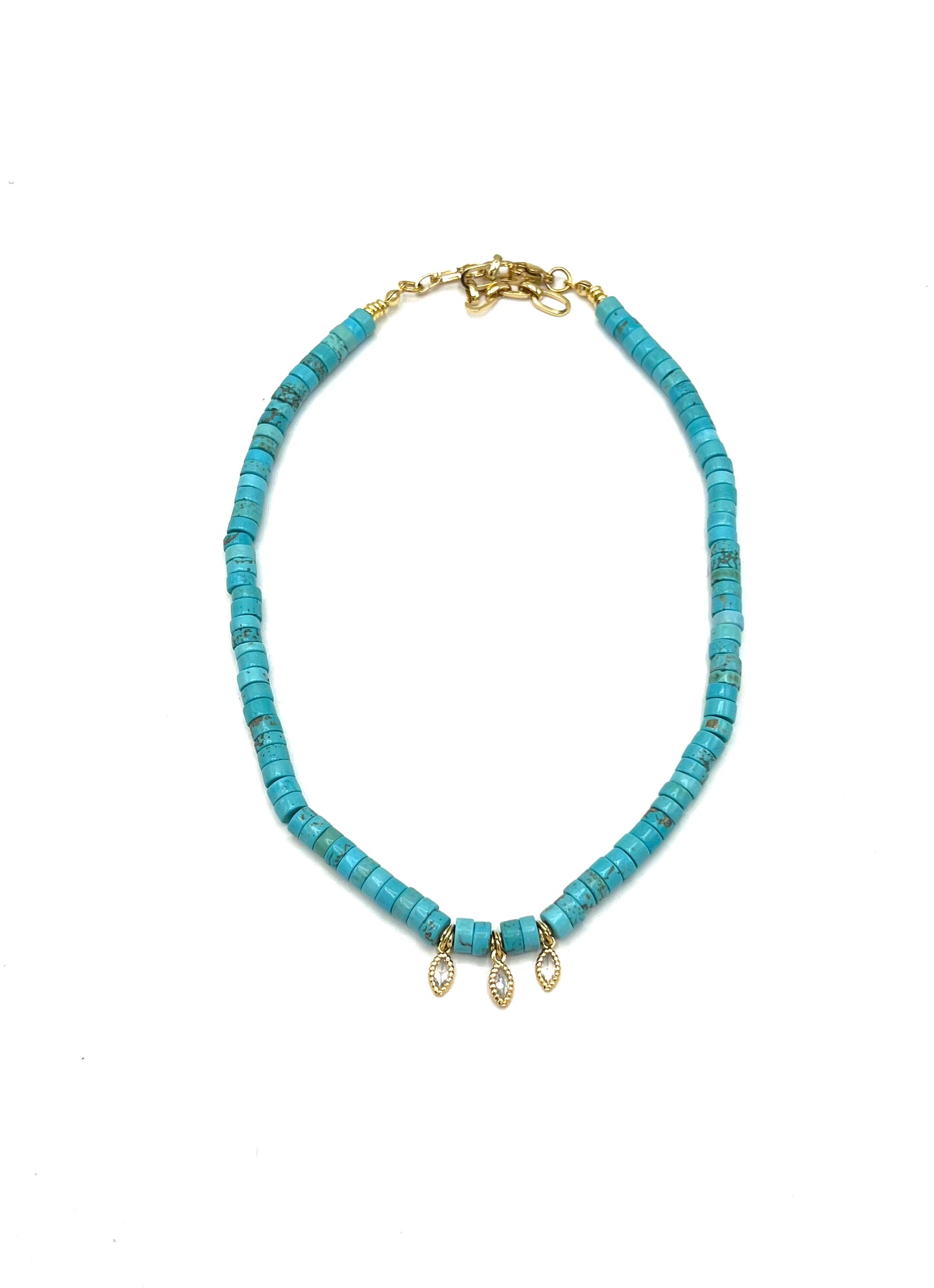 BEADED TURQUOIS CZ NECKLAC