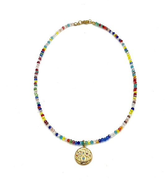 DAINTY BEADED EYE NECKLACE