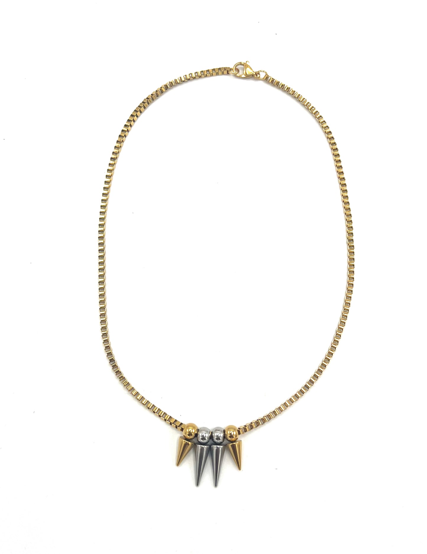 TWO TONE SPIKE NECKLACE