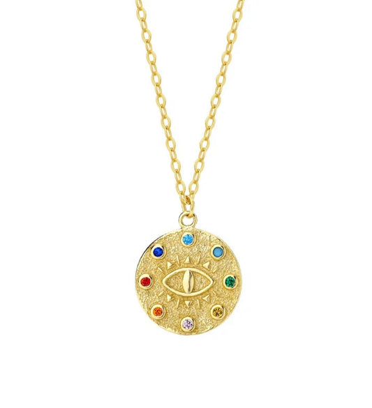 COLORFUL ZIRCON EYE NECKLACE