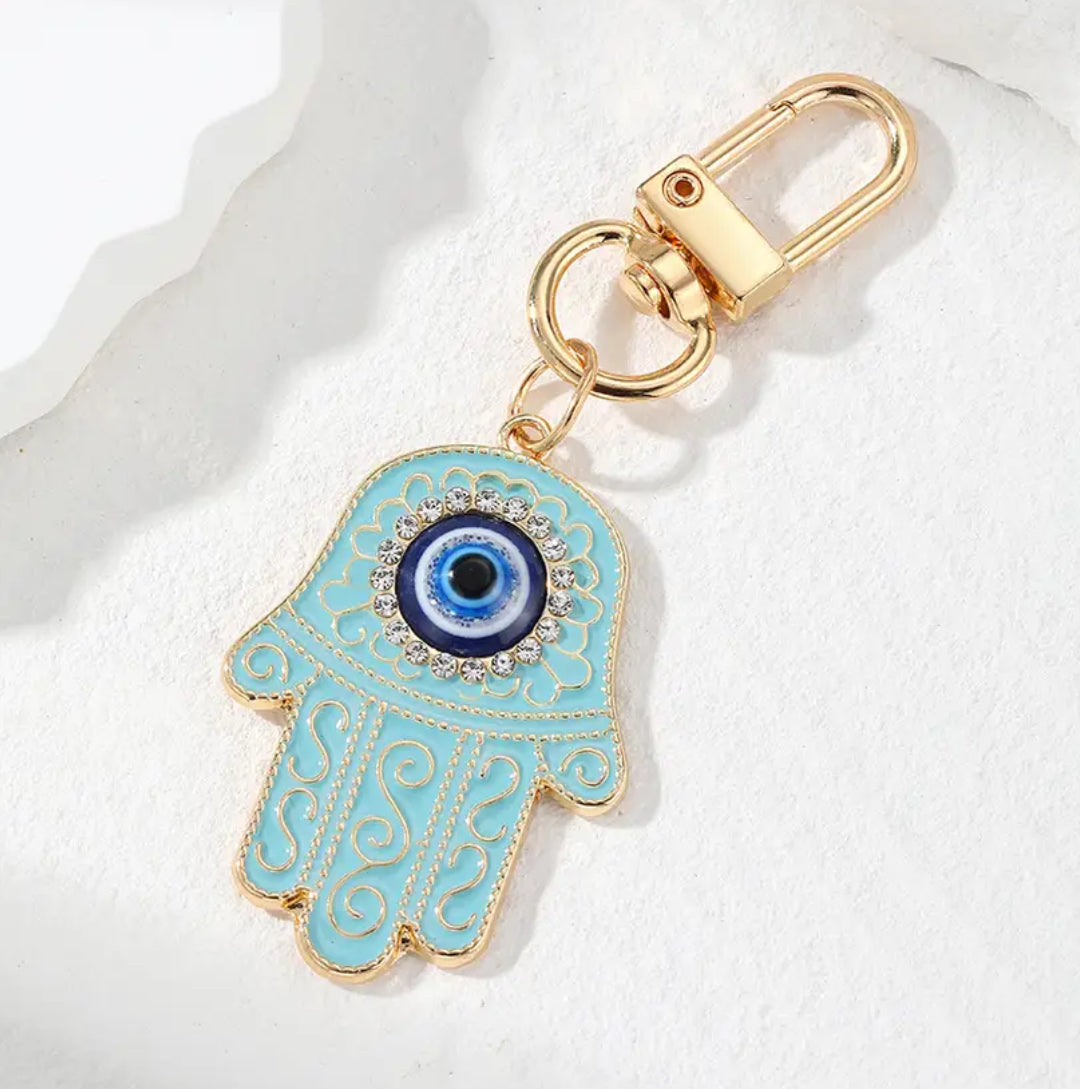 HAND EVIL EYE CZ KEYCHAIN