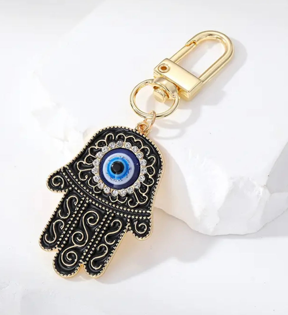 HAND EVIL EYE CZ KEYCHAIN