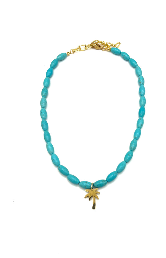 PALM BEADED TURQUOIS NECKLAC