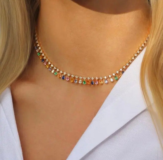 OVAL RAINBOW CZ CHOKER